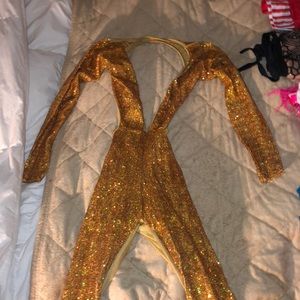 Sexy gold one piece with cut outs